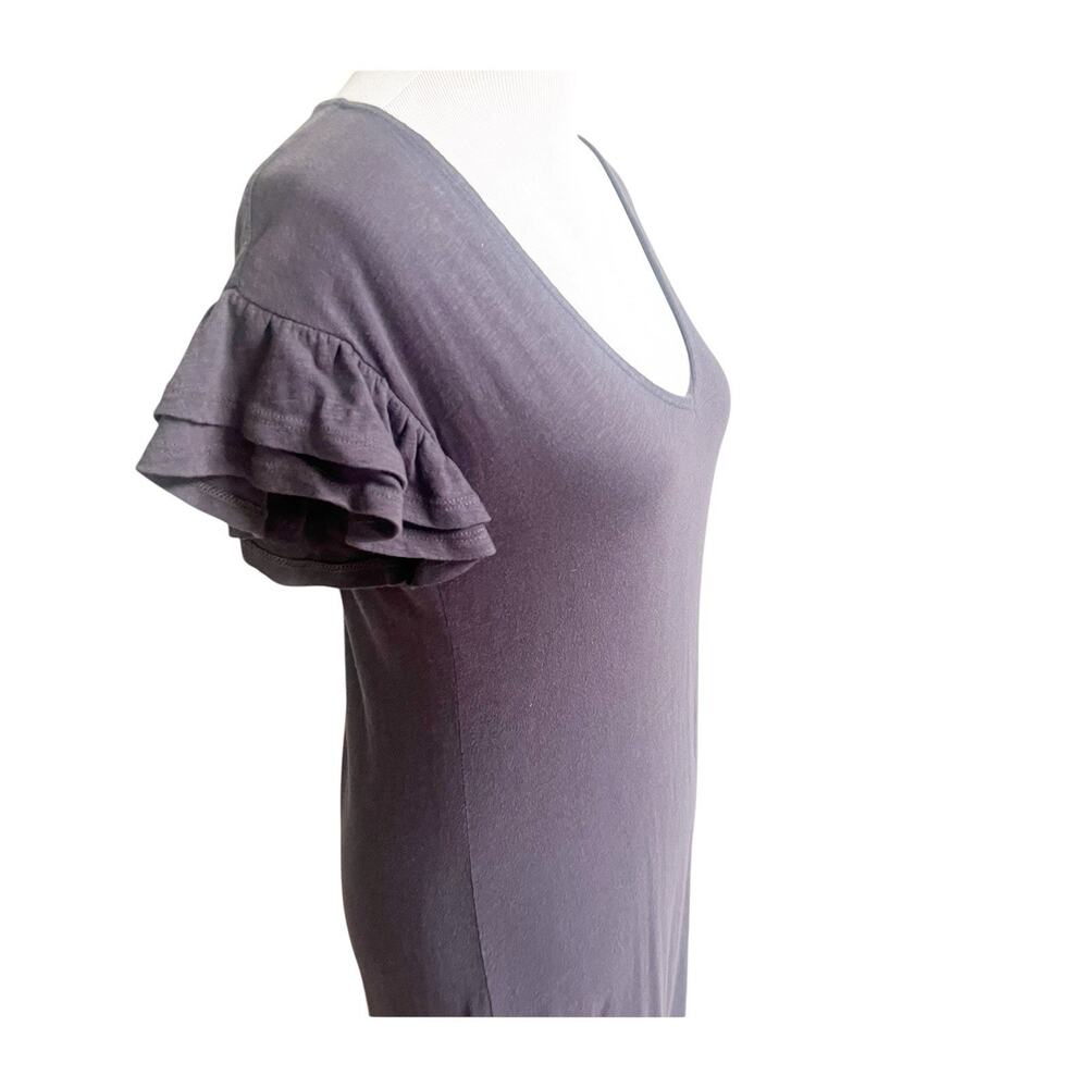 Z Supply Gray V-Neck Ruffle Sleeve Zella Cotton Slub Midi Dress Size XS - Picture 12 of 15